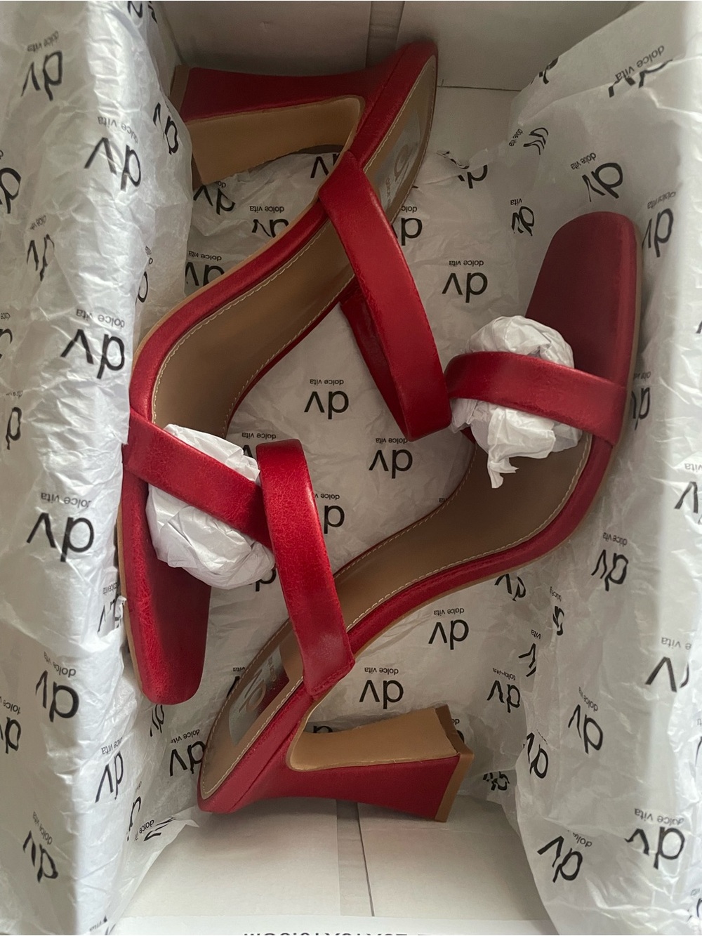 Dolce Vita Cherry Red Double-Strap Block Heel Sandals - Picture 11 of 12